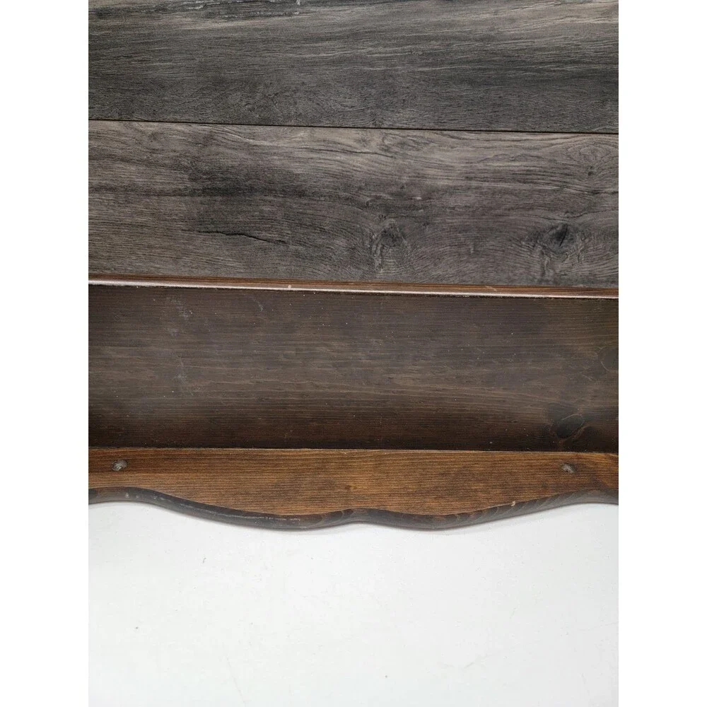 Homespun Hearts Wooden Wall Shelf with 5 Pegs Rustic Farmhouse